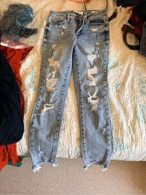 Judy Blue Ripped Light Blue Skinny Jeans